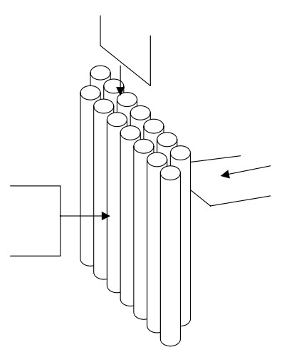 Esquema de las fibras paralelas de la madera
