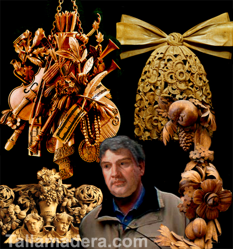 Composición de tallas de estilo Grinling Gibbons y el tallista David Esterly