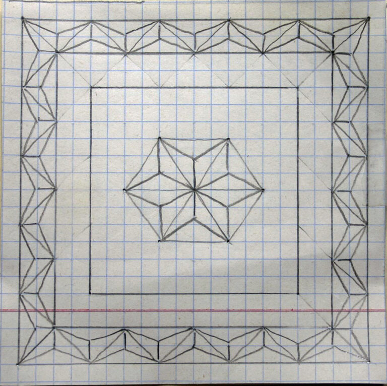El cuarto diseño sobre papel cuadriculado: estrella de seis puntas