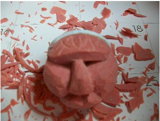 La cara terminada antes de pintar