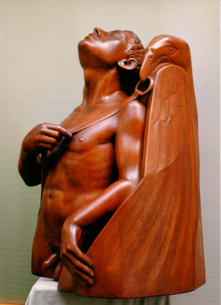 «El rapto de Ganímedes», talla en madera