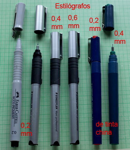 Estilógrafos de 0,2 a 0,6 mm