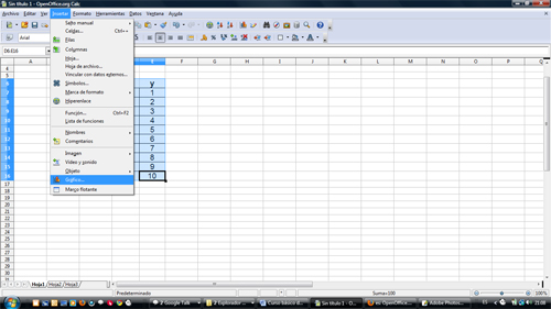 Insertar un gráfico en OpenOffice Calc