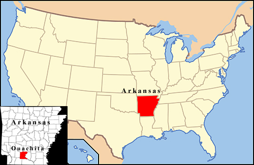 Mapa de Arkansas: la región de Ouachita, de donde sale la piedra