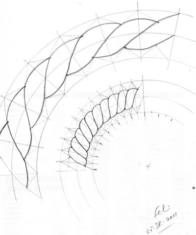 Estudio a lápiz de la trenza sobre un arco (Feli, 2011)