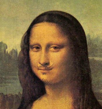 Detalle de L.H.O.O.Q., de Duchamp