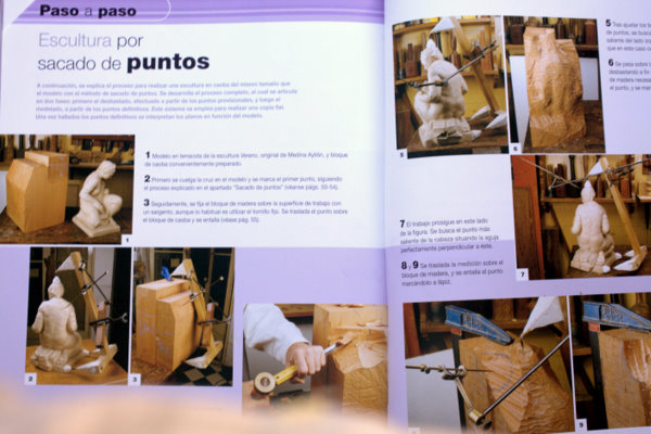 Páginas del libro «La Talla en Madera» explicando el sacado de puntos